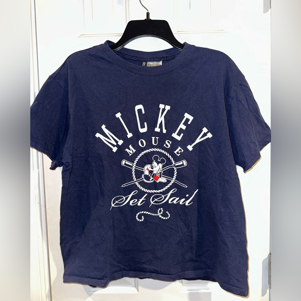 H&M Mickey Mouse Navy Set Sail T-Shirt - Divided Disney Women’s Size Medium